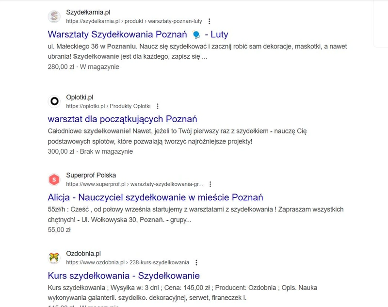 Pozycjonowanie lokalne dla szydełkowania