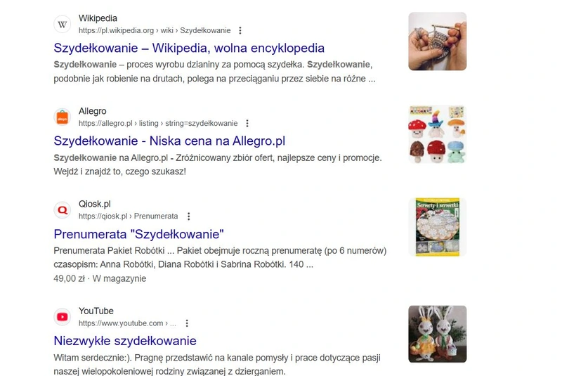 Wyniki wyszukiwań dla szydełkowania